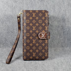 Fashion Lv Wallet Iphone Case Zip Kickstand Function For Iphone 12 13 14 15 16 Pro Max Plus
