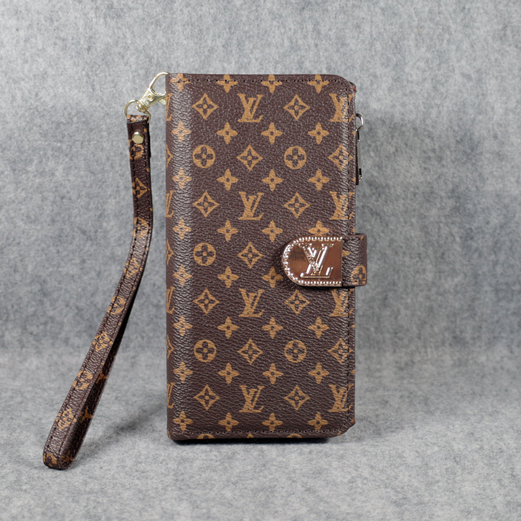 Fashion Lv Wallet Iphone Case Zip Kickstand Function For Iphone 12 13 14 15 16 Pro Max Plus