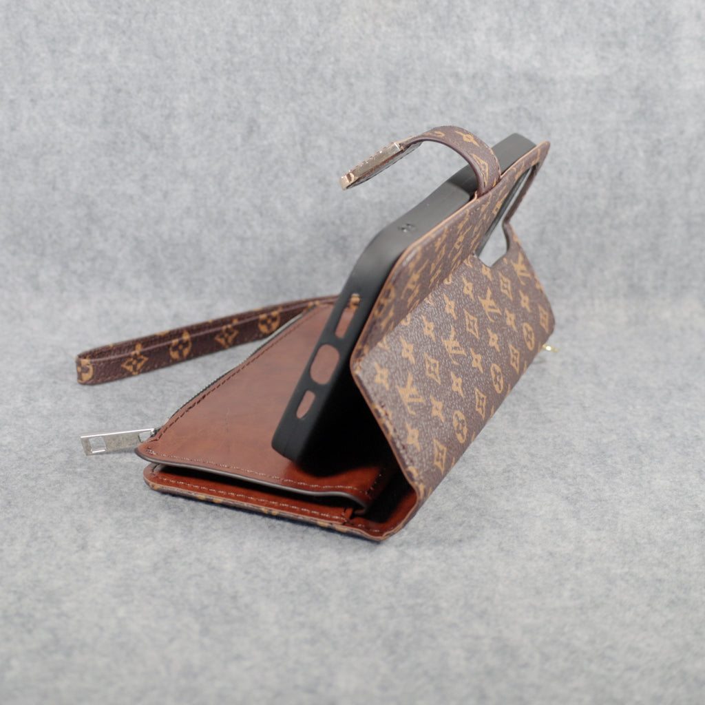 Fashion Lv Wallet Iphone Case Zip Kickstand Function For Iphone 12 13 14 15 16 Pro Max Plus