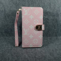 Luxury Lv Wallet Iphone Case Zip Kickstand Function For Iphone 12 13 14 15 16 Pro Max Plus (Pink)
