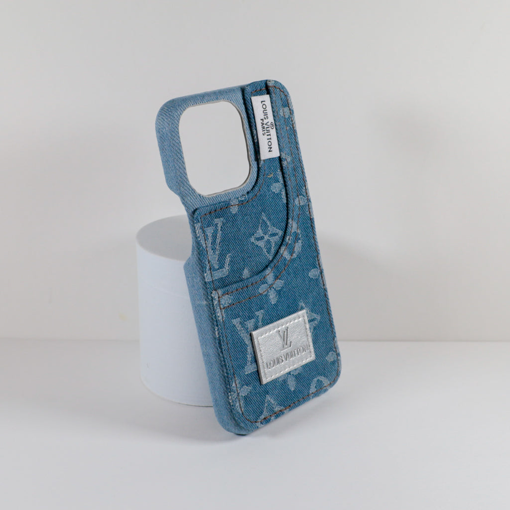 Lv Phone Case 14 Pro Max Light Fabric Denim