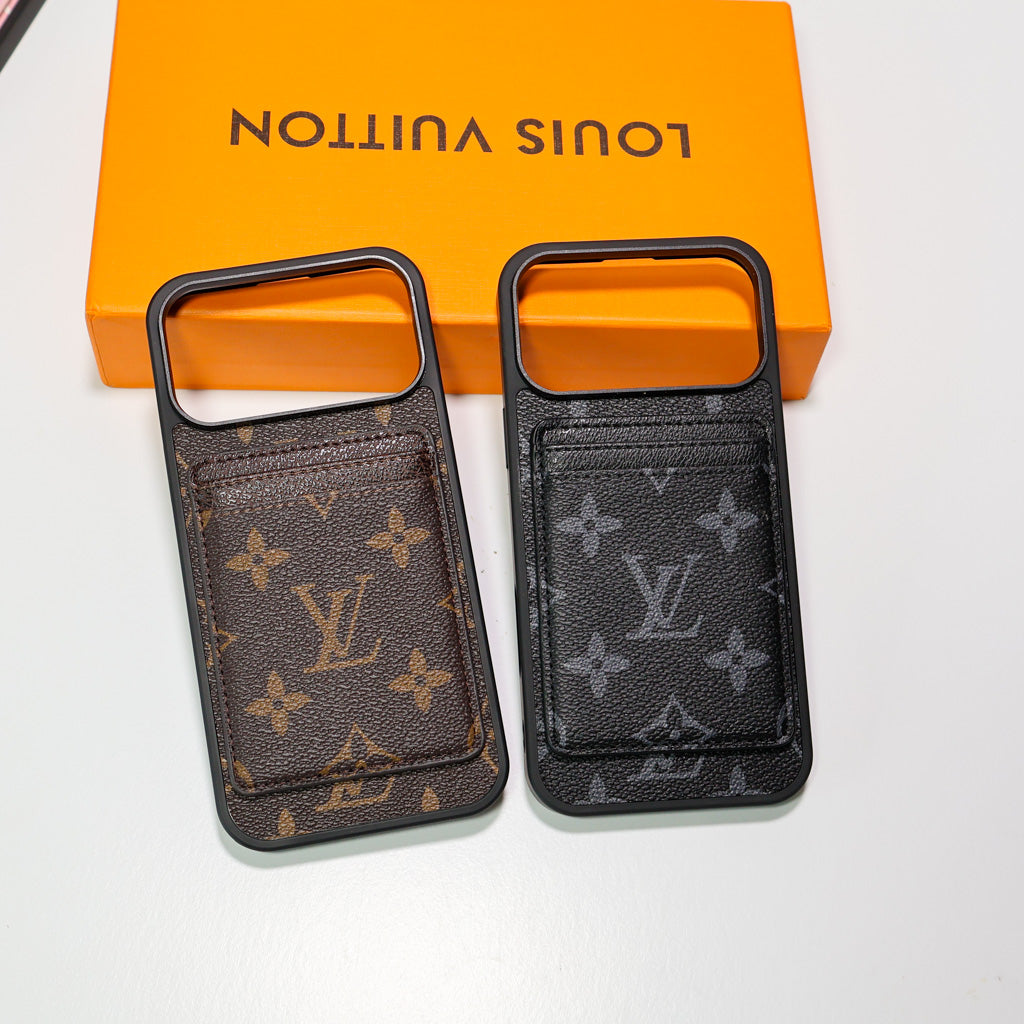 Lv Magsafe Phone Case With Magnet Card Holder For Iphone 17 Series
