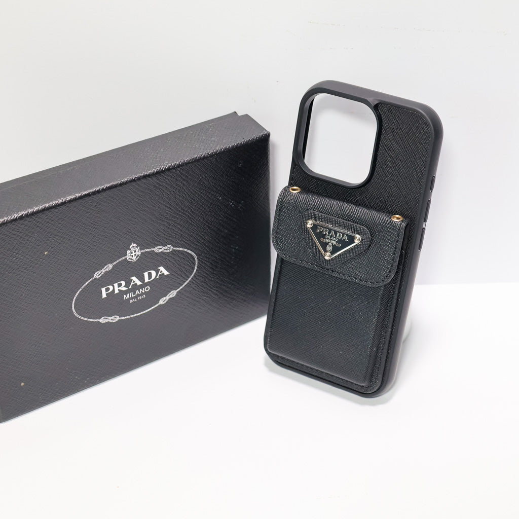 Prada Card Holder Phone Case For 12-16 Pro Max Plus