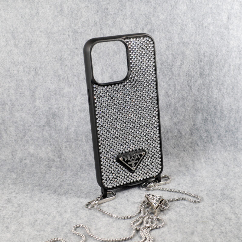 Prada Rhinestone Phone Case For Iphone 12 13 14 15 Pro Max Plus