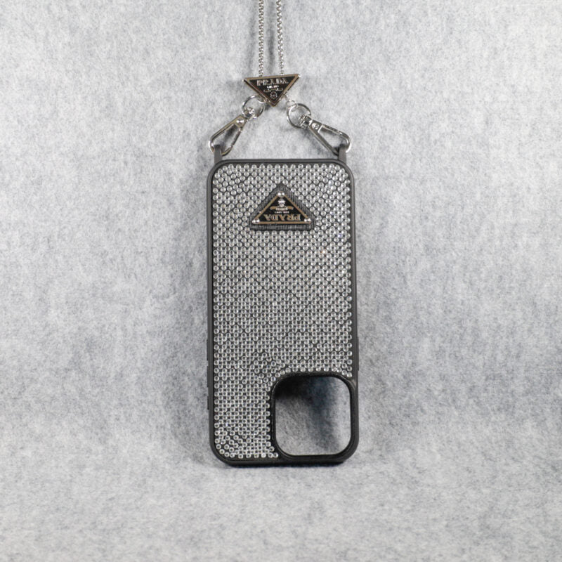 Prada Rhinestone Phone Case For Iphone 12 13 14 15 Pro Max Plus
