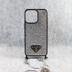Prada Rhinestone Phone Case For Iphone 12 13 14 15 Pro Max Plus