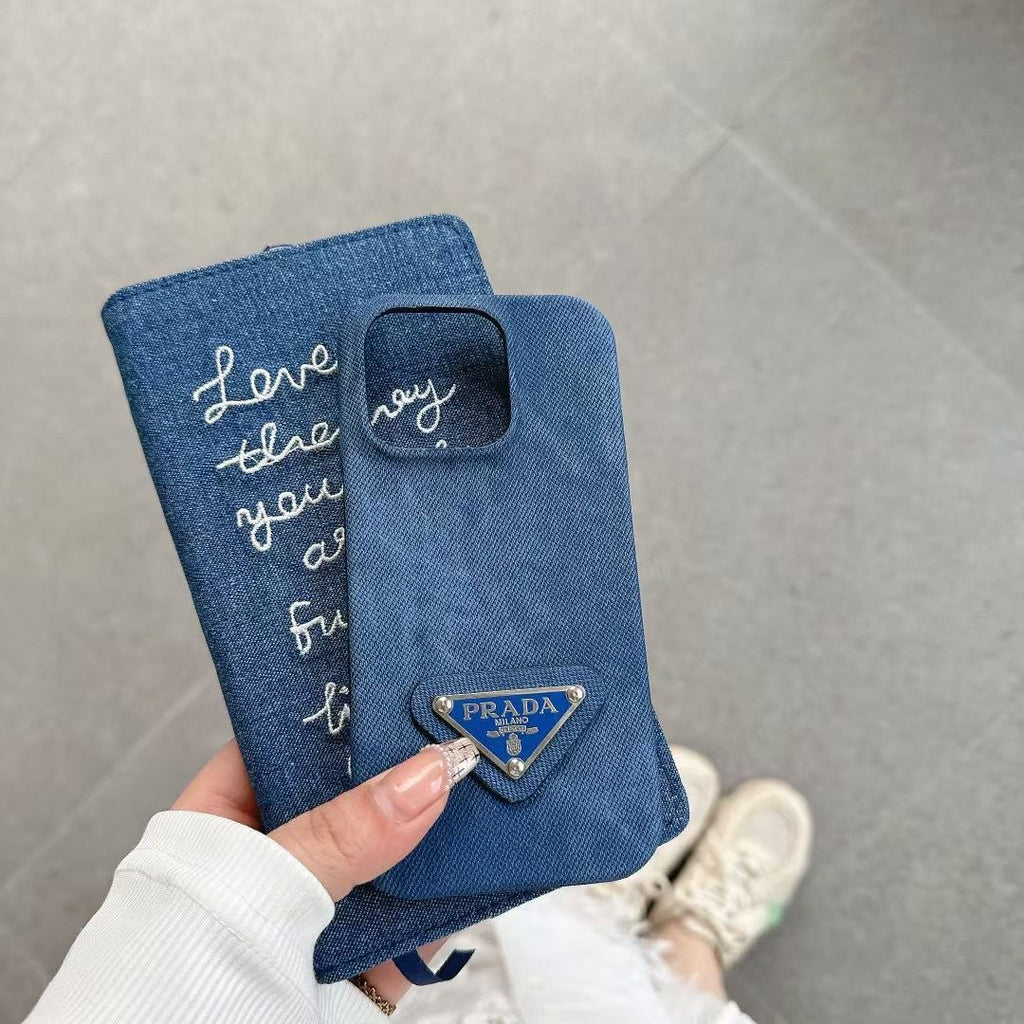 Pr Iphone Case Denim Fabric For 12-16 Pro Max Plus