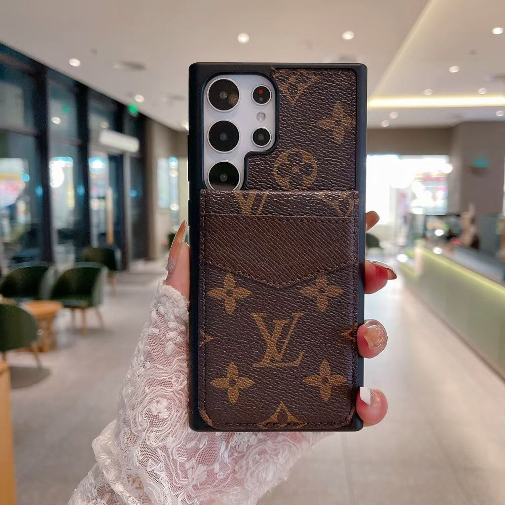 Samsung Louis Vuitton Phone Case Wallet For S22 23 24 25 26 Plus Ultra Folding Cart Slot