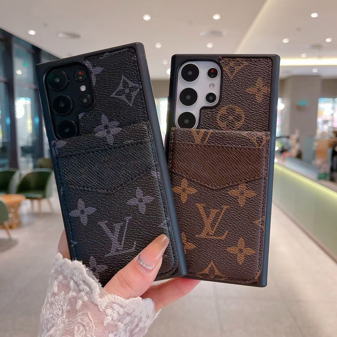 Samsung Louis Vuitton Phone Case Wallet For S22 23 24 25 26 Plus Ultra Folding Cart Slot