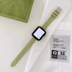 Designer Gucci Leather Watch Band For Apple Watches / Thin Green