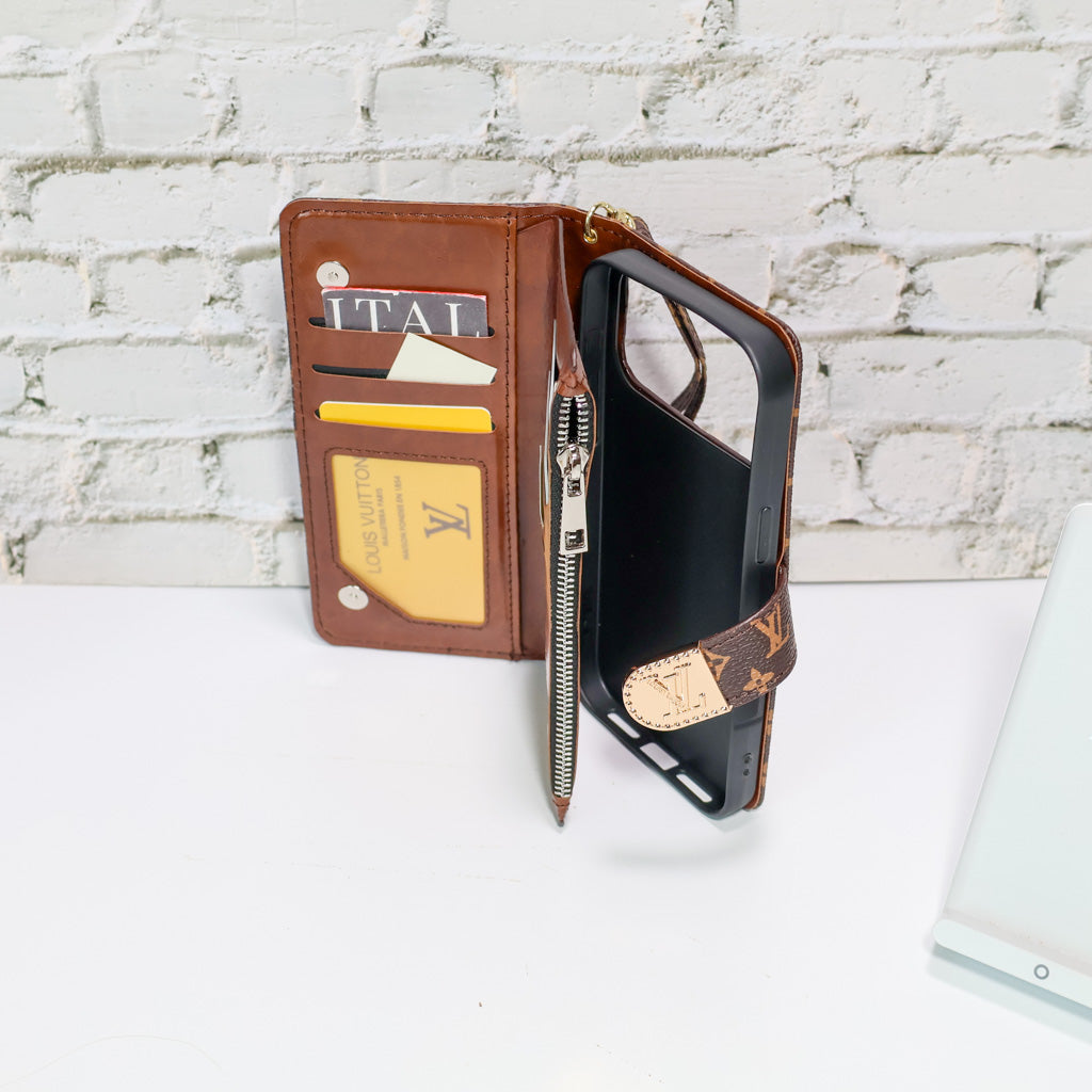 Zippered Lv Wallet Phone Case For Iphone 17 Series