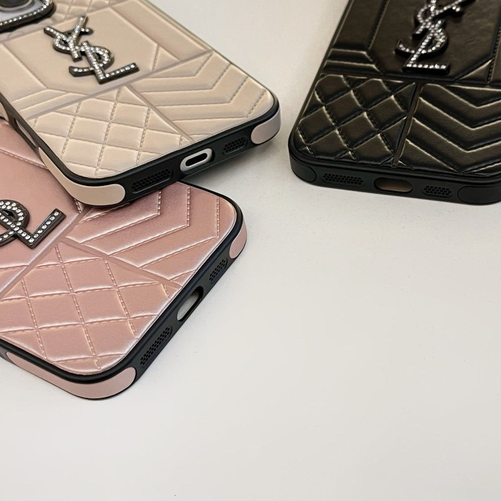 Ysl Luxury Iphone Case Rhinestone For Iphone 12-16 Pro Max