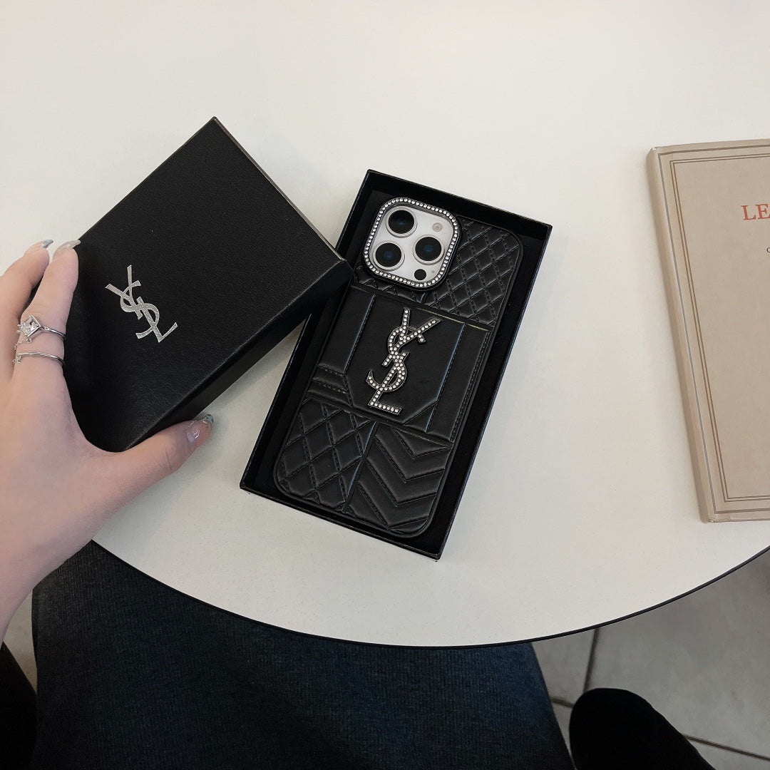 Ysl Luxury Iphone Case Rhinestone For Iphone 12-16 Pro Max