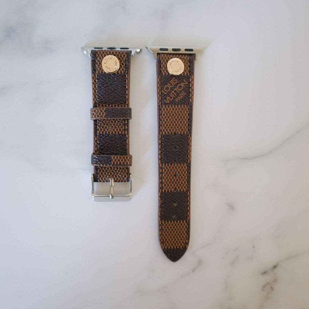 Lv Band For Apple Watch Brown Checkered