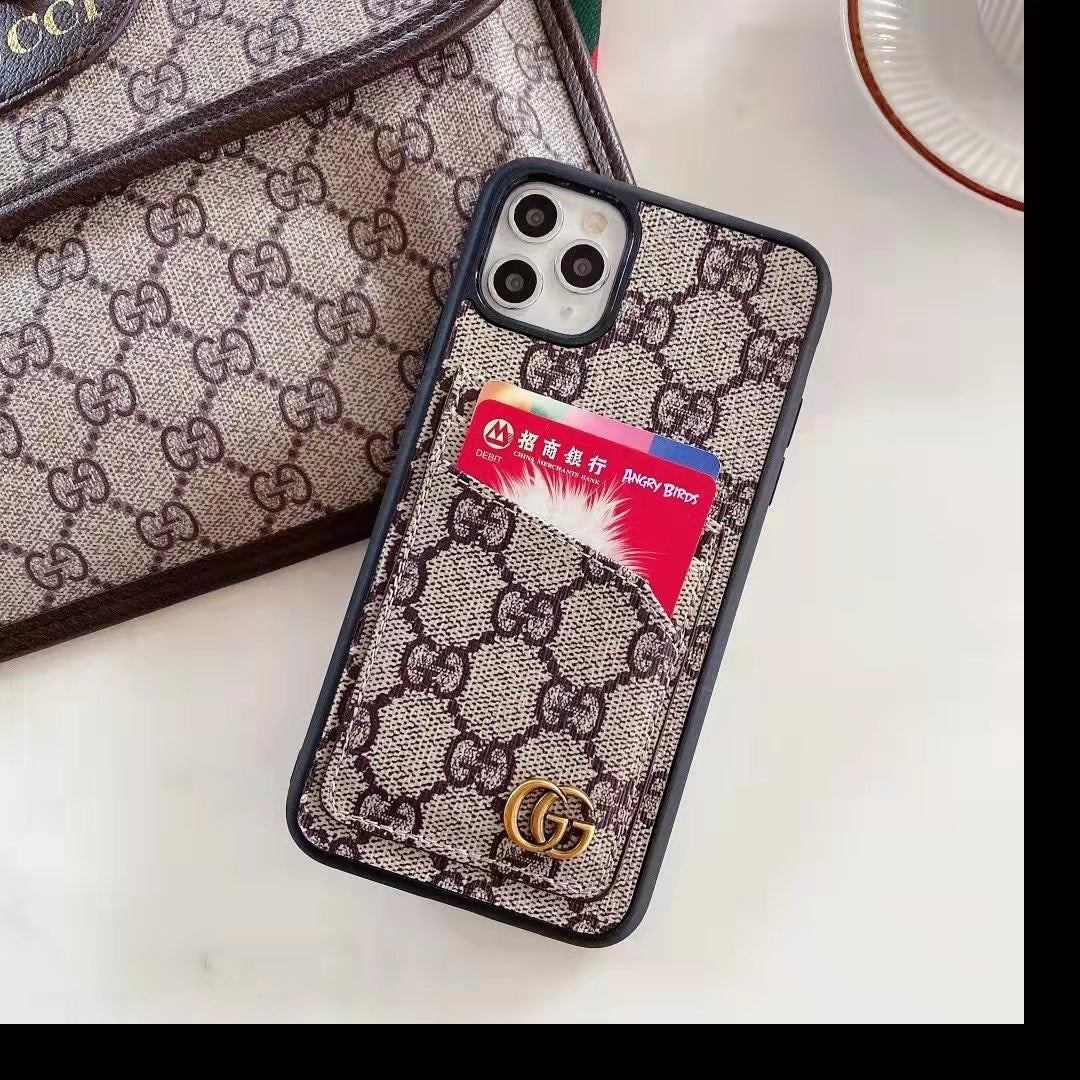 Duel Card Slot Leather Back Cover Case Iphone 11 12 13 14 15 16 Pro Max Plus