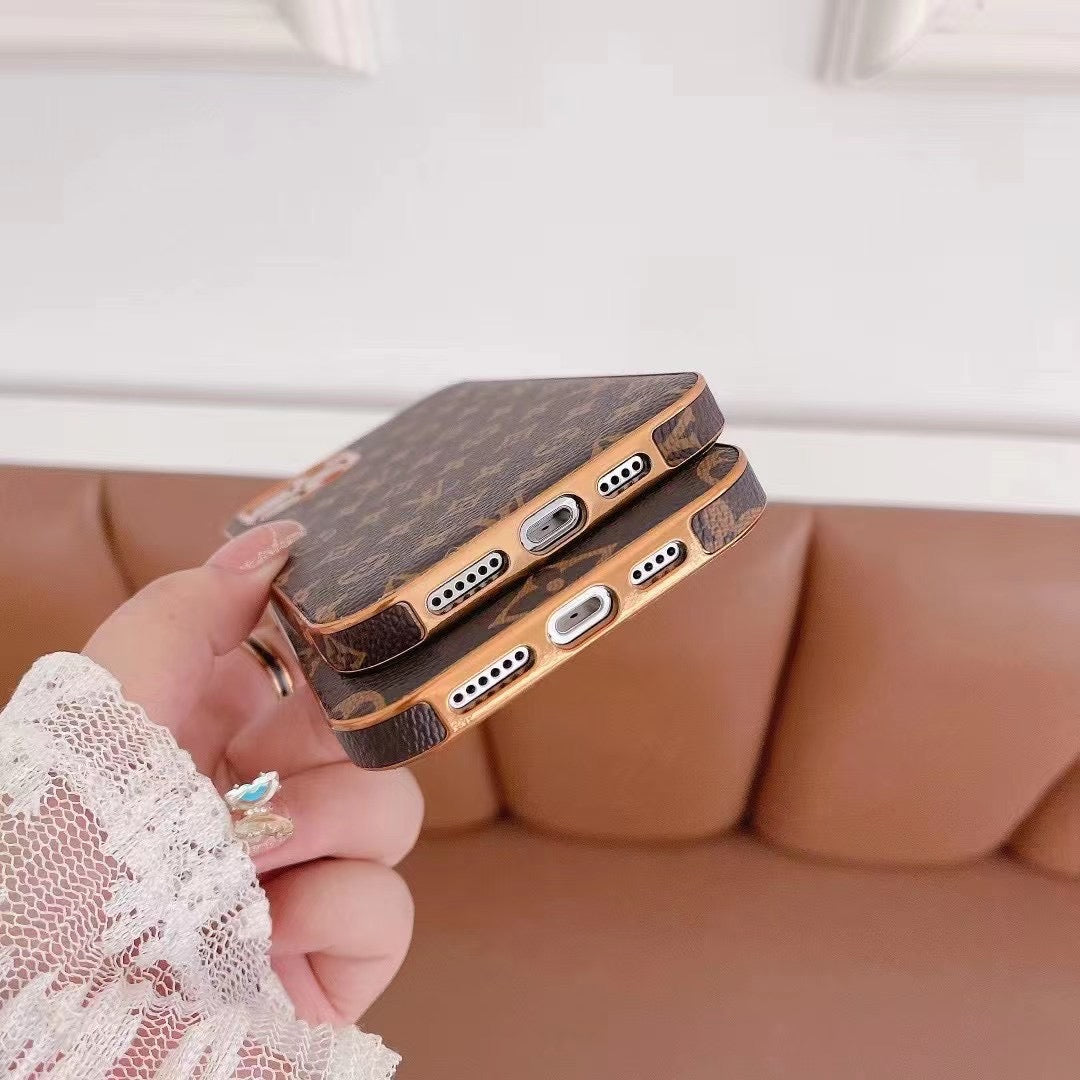 Lv Monogram Iphone Case Brown Pattern 11 12 13 14 15 16 Series