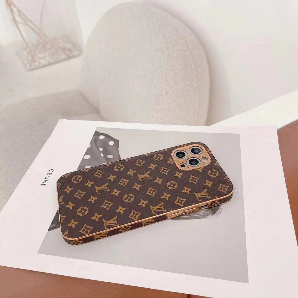 Lv Monogram Iphone Case Brown Pattern 11 12 13 14 15 16 Series