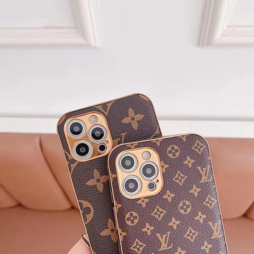 Lv Monogram Iphone Case Brown Pattern 11 12 13 14 15 16 Series