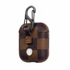 Brown Checkered Designer Airpods Case For 1-2 Gen