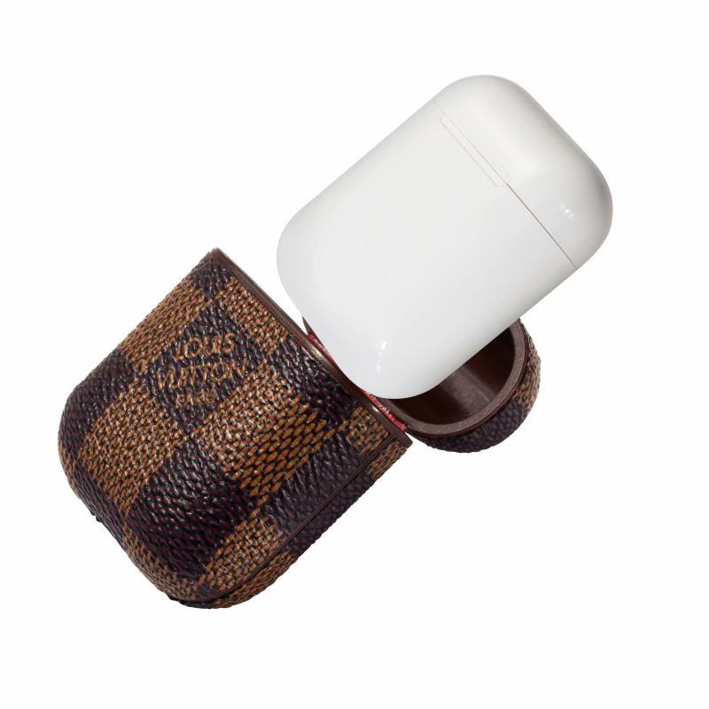 Brown Checkered Designer Airpods Case For 1-2 Gen