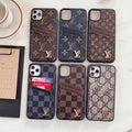 Duel Card Slot Leather Back Cover Case Iphone 11 12 13 14 15 16 Pro Max Plus