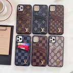 Duel Card Slot Leather Back Cover Case Iphone 11 12 13 14 15 16 Pro Max Plus