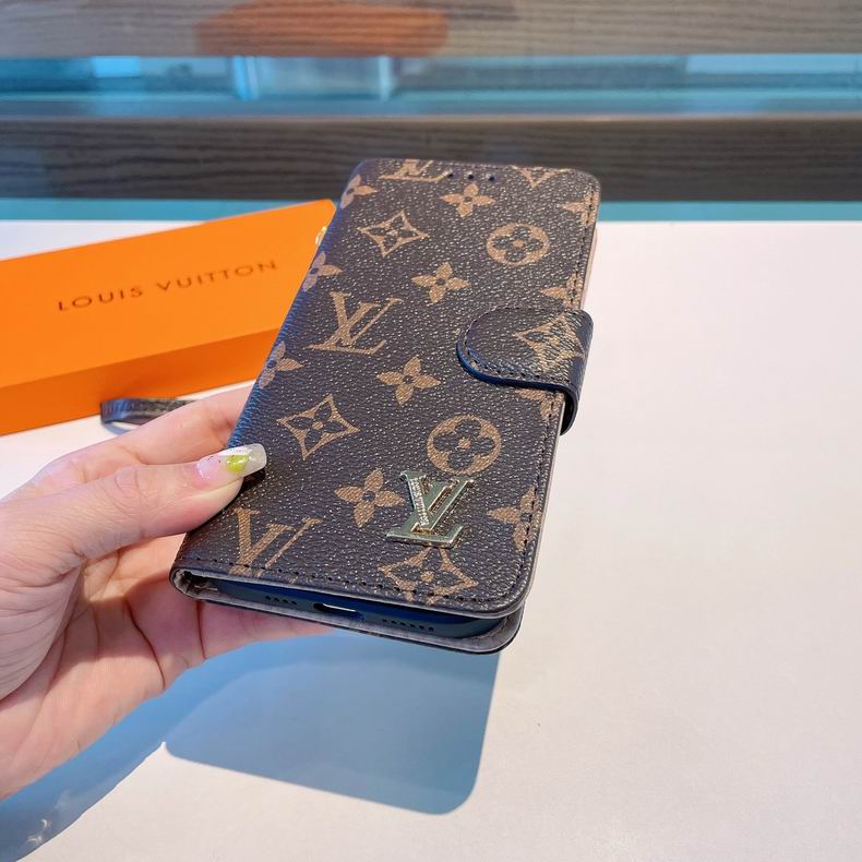 Louis Vuitton Phone Wallet Case For Iphone 11 12 13 14 15 16 Pro Max Plus Series / Brown L