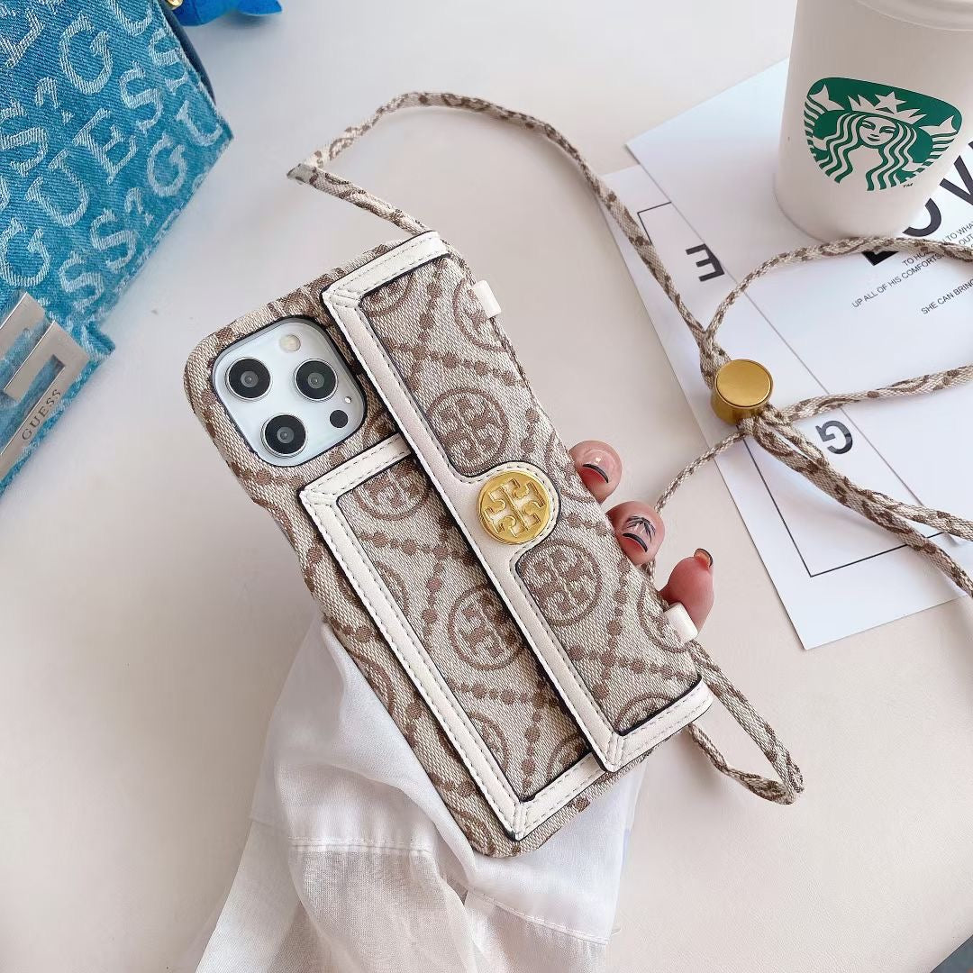 Tory Burch Cell Phone Case Leather Case For Iphone12 13 14 15 16 Pro Max