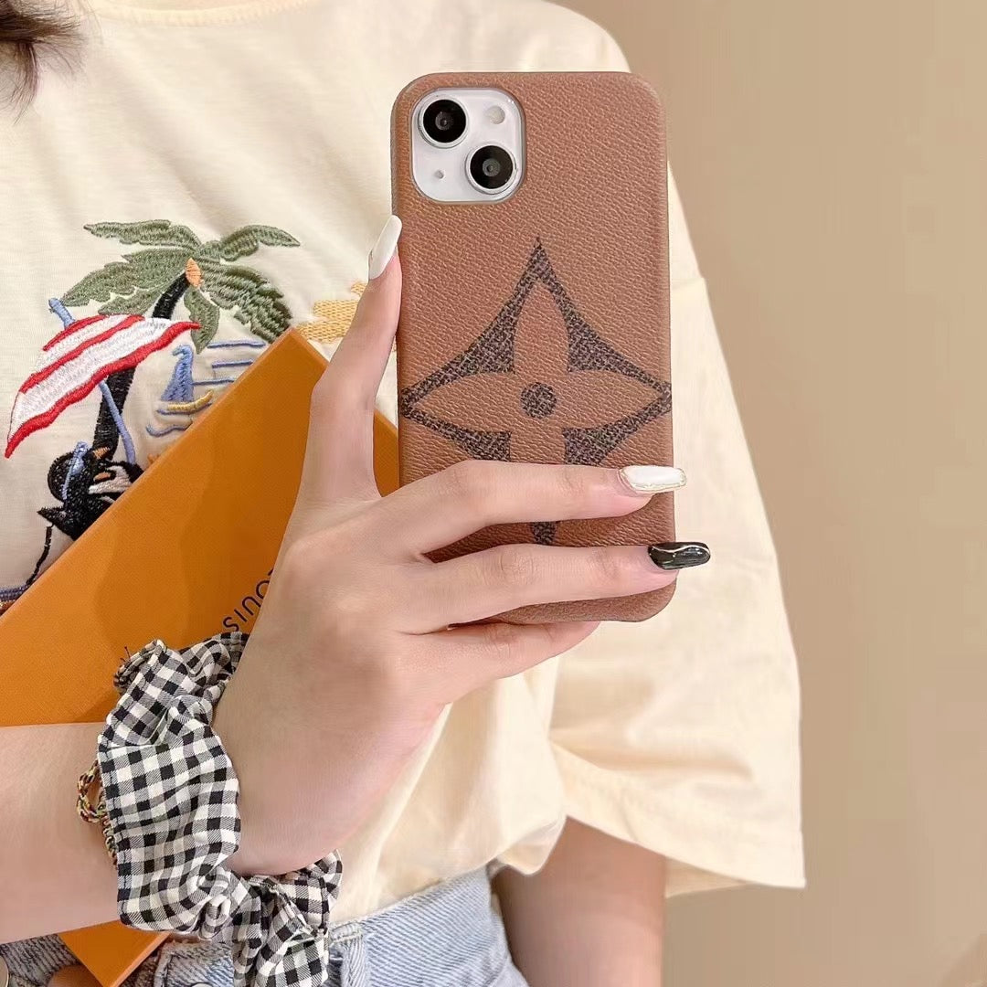 Brown Single Monogram Phone Case For Iphone 11 12 13 Pro Max