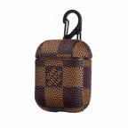 Brown Checkered Designer Airpods Case For 1-2 Gen