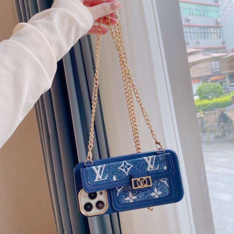 Blue Soft Texture Cross Body Case Iphone 11 12 13 Pro Max