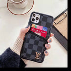 Duel Card Slot Leather Back Cover Case Iphone 11 12 13 14 15 16 Pro Max Plus