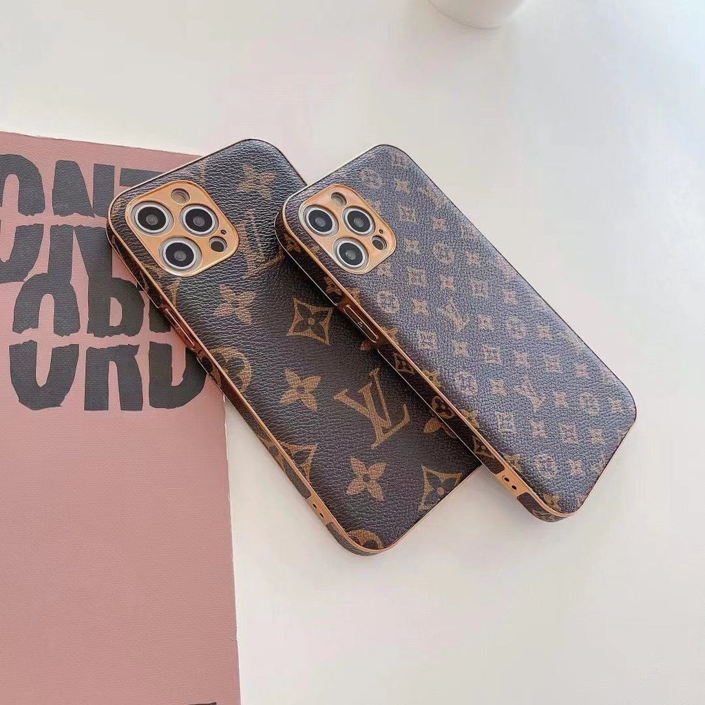 Lv Monogram Iphone Case Brown Pattern 11 12 13 14 15 16 Series