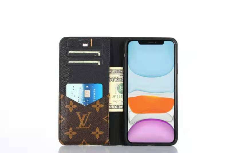 Iphone Wallet Case Brown Mono Leather Black Edge 11 12 13 14 15 16 Pro Max Plus