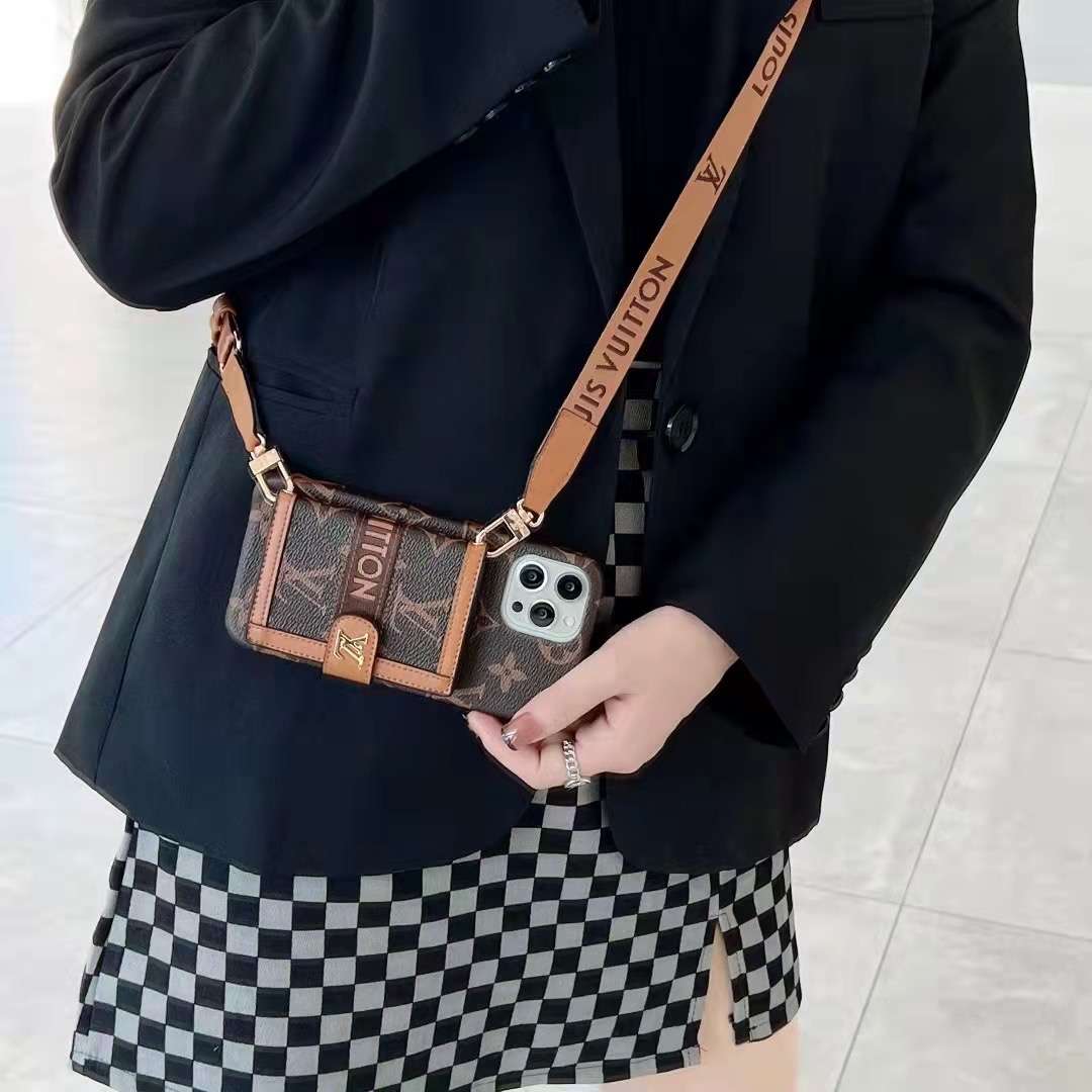 Crossbody Strap Wallet Back Cover Leather Case Iphone 11 12 13 Pro Max