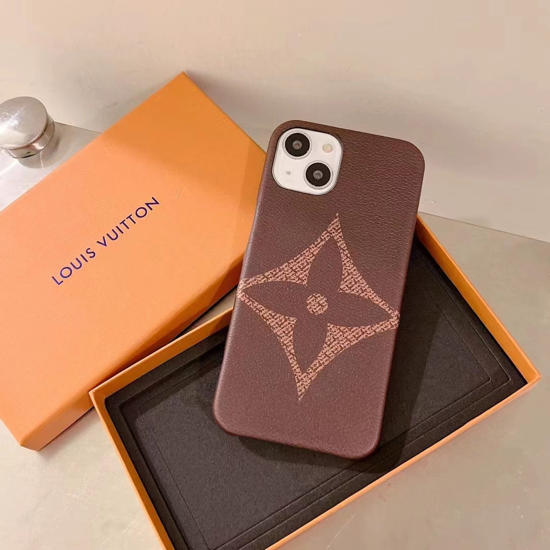 Brown Single Monogram Phone Case For Iphone 11 12 13 Pro Max