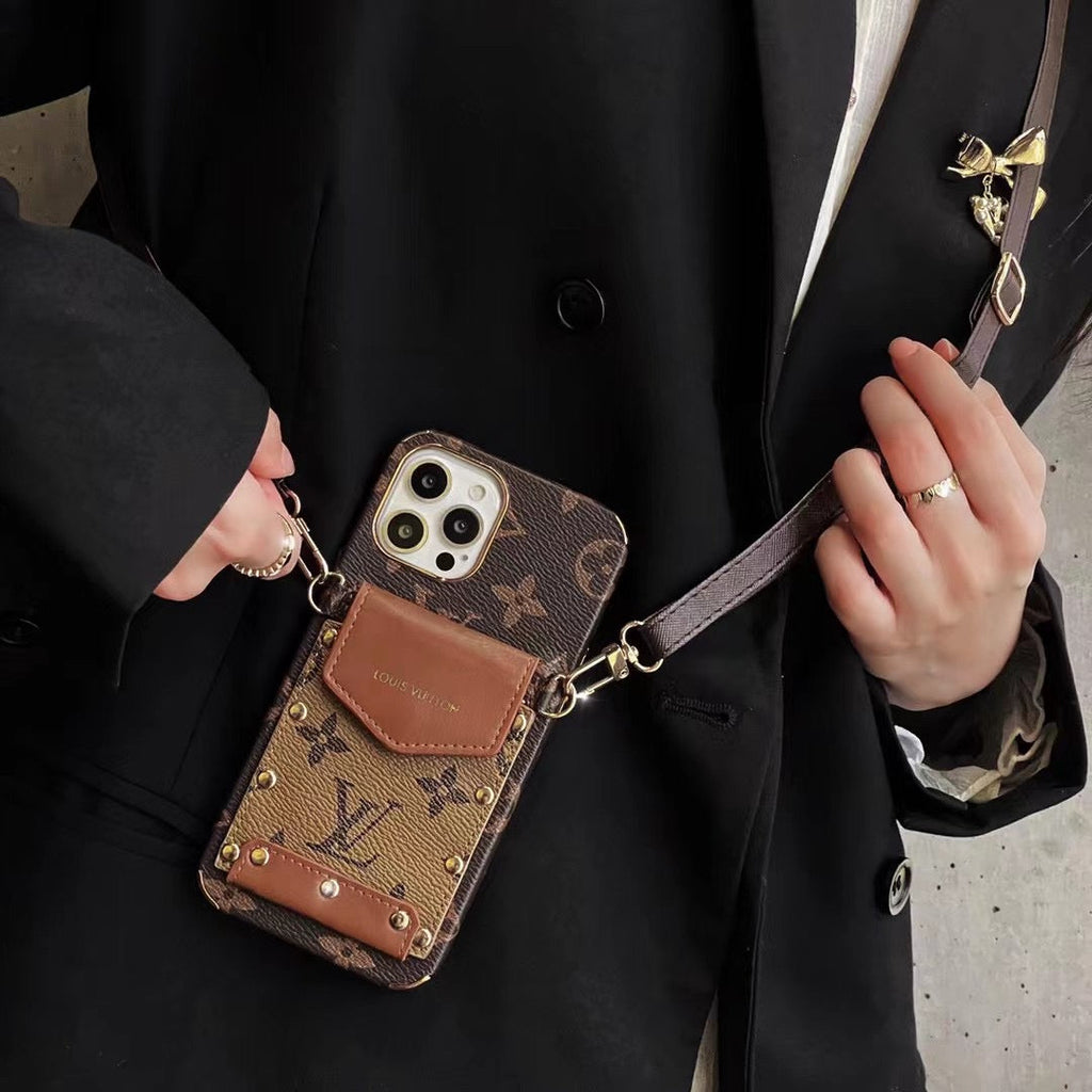 Lv Crossbody Phone Case Card Holder Wallet For Iphone 11 12 13 14 15 16 Pro Max Plus