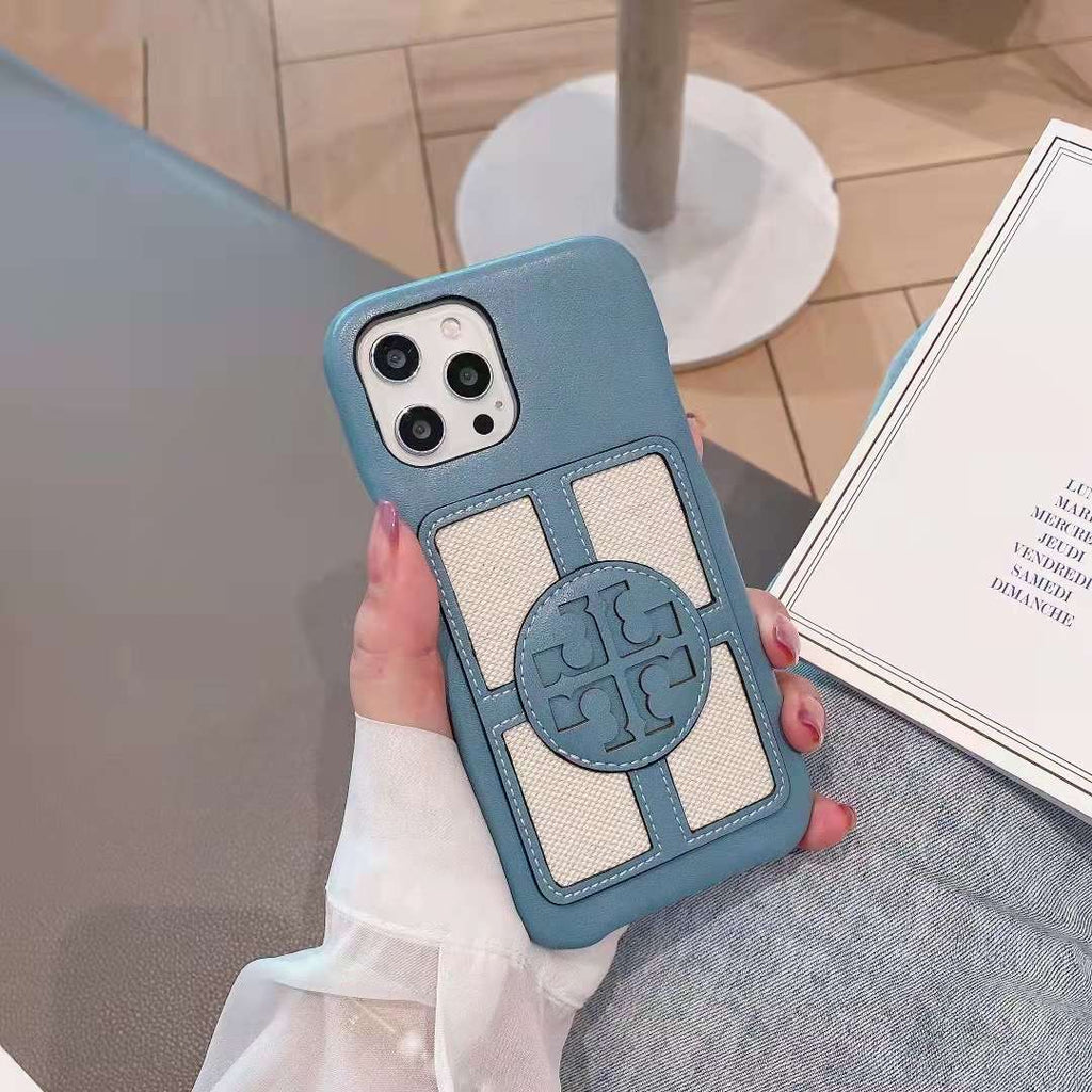 Stamped Leather Tb Iphone Case For Iphone 11 12 13 14 Pro Max