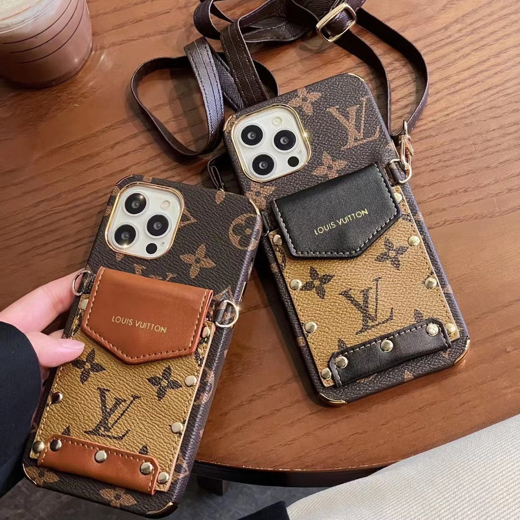 Lv Crossbody Phone Case Card Holder Wallet For Iphone 11 12 13 14 15 16 Pro Max Plus
