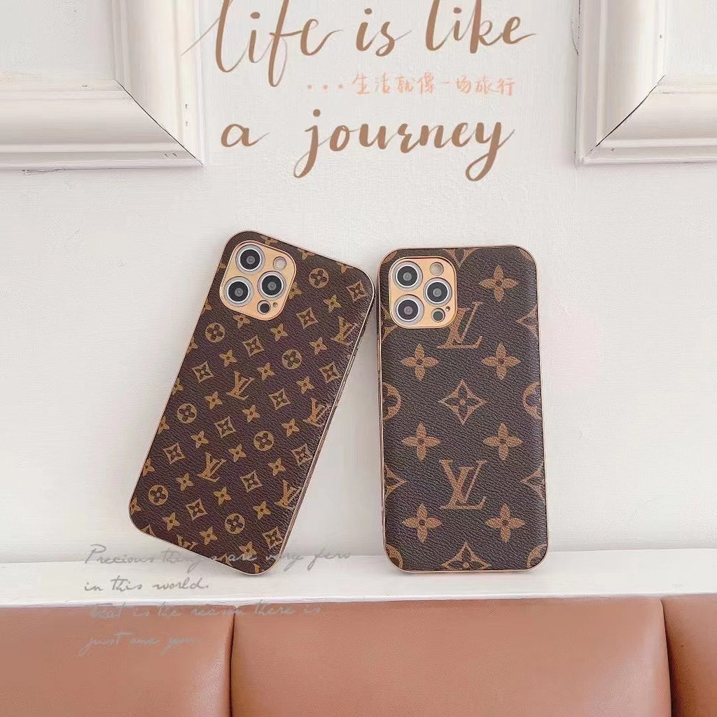 Lv Monogram Iphone Case Brown Pattern 11 12 13 14 15 16 Series