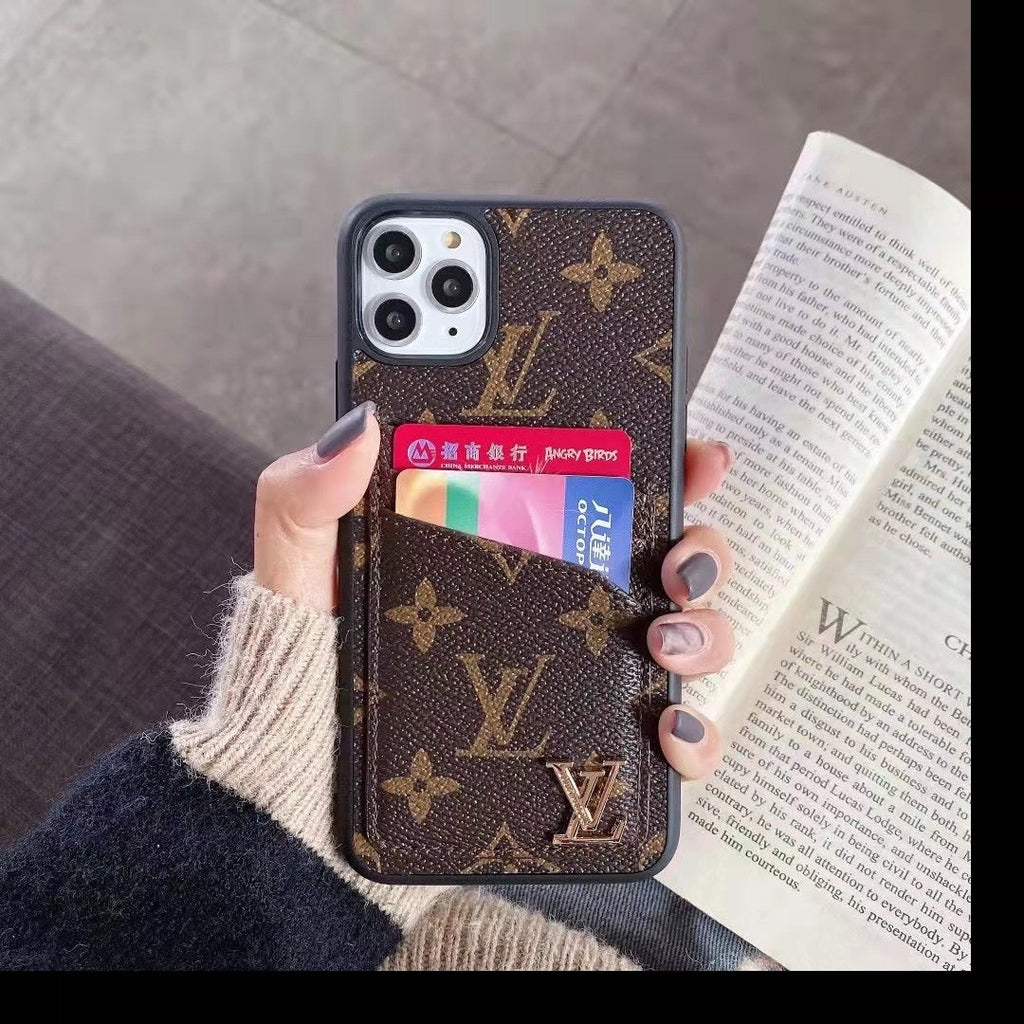 Duel Card Slot Leather Back Cover Case Iphone 11 12 13 14 15 16 Pro Max Plus