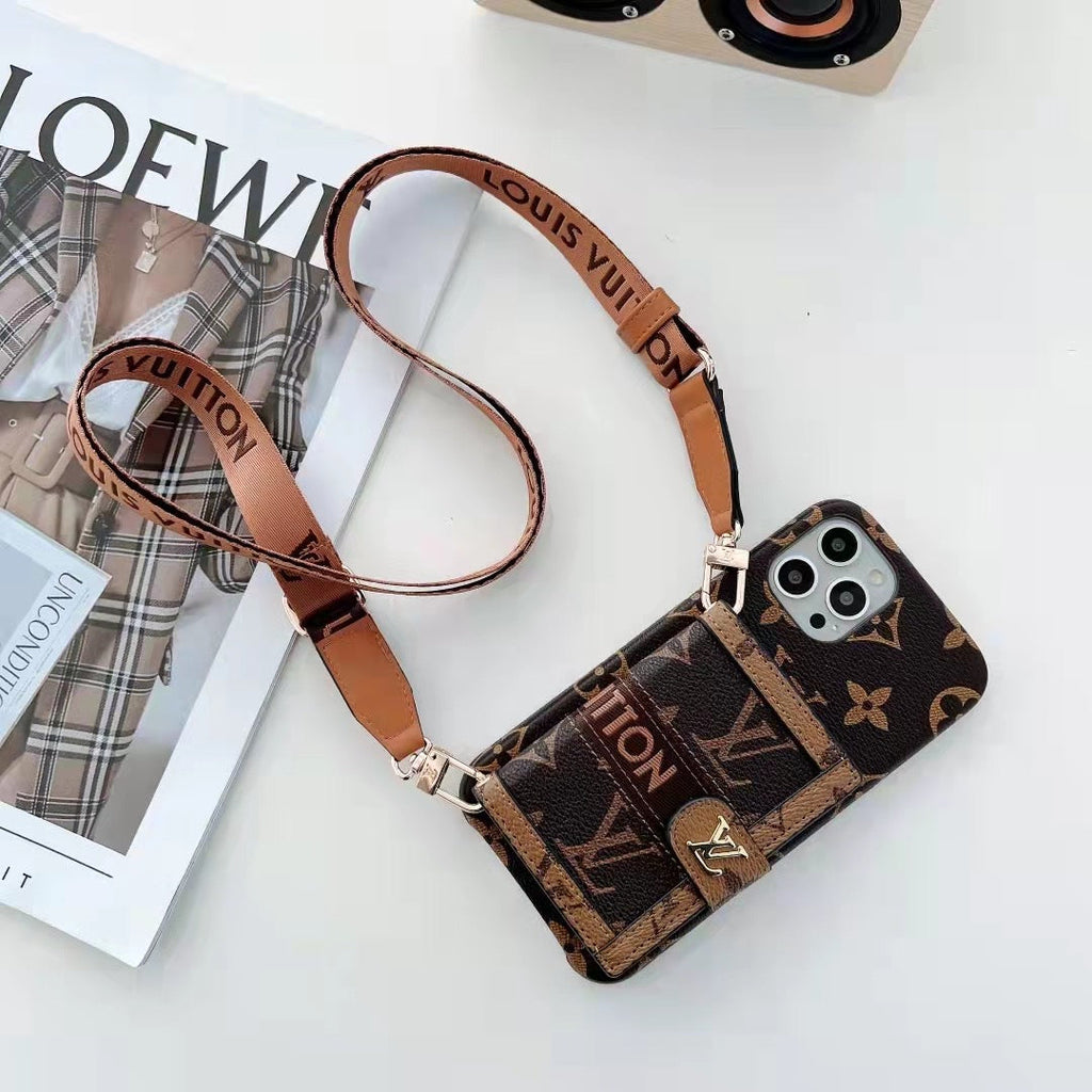Crossbody Strap Wallet Back Cover Leather Case Iphone 11 12 13 Pro Max