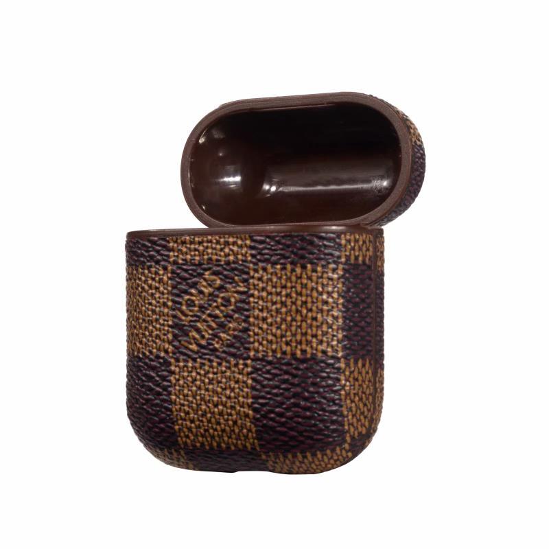 Brown Checkered Designer Airpods Case For 1-2 Gen