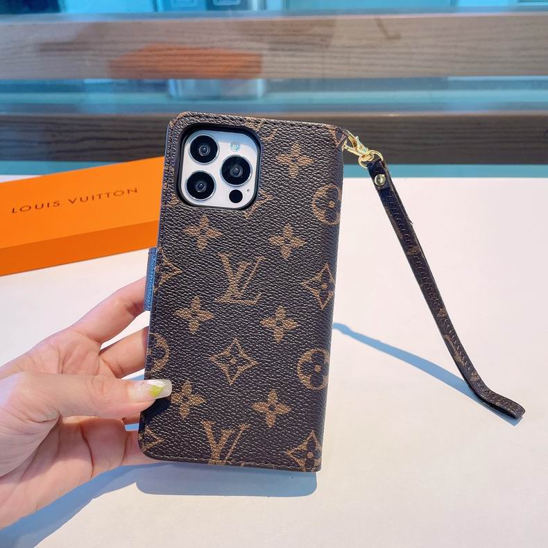 Louis Vuitton Phone Wallet Case For Iphone 11 12 13 14 15 16 Pro Max Plus Series / Brown L
