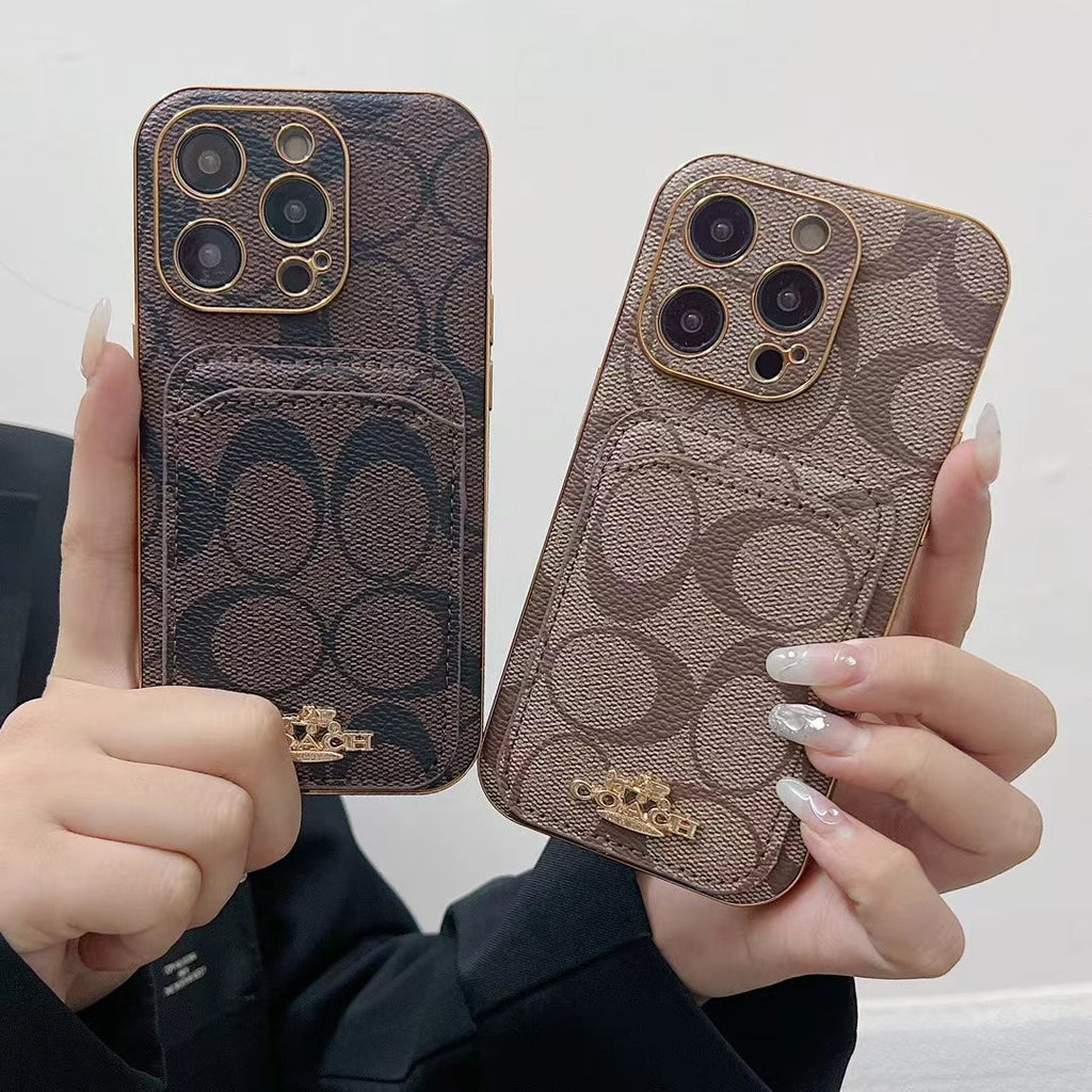 Luxury Coach Phone Case Card Slot For Iphone 11 12 13 14 15 16 Pro Max Plus