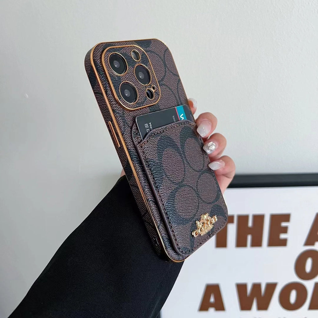 Luxury Coach Phone Case Card Slot For Iphone 11 12 13 14 15 16 Pro Max Plus