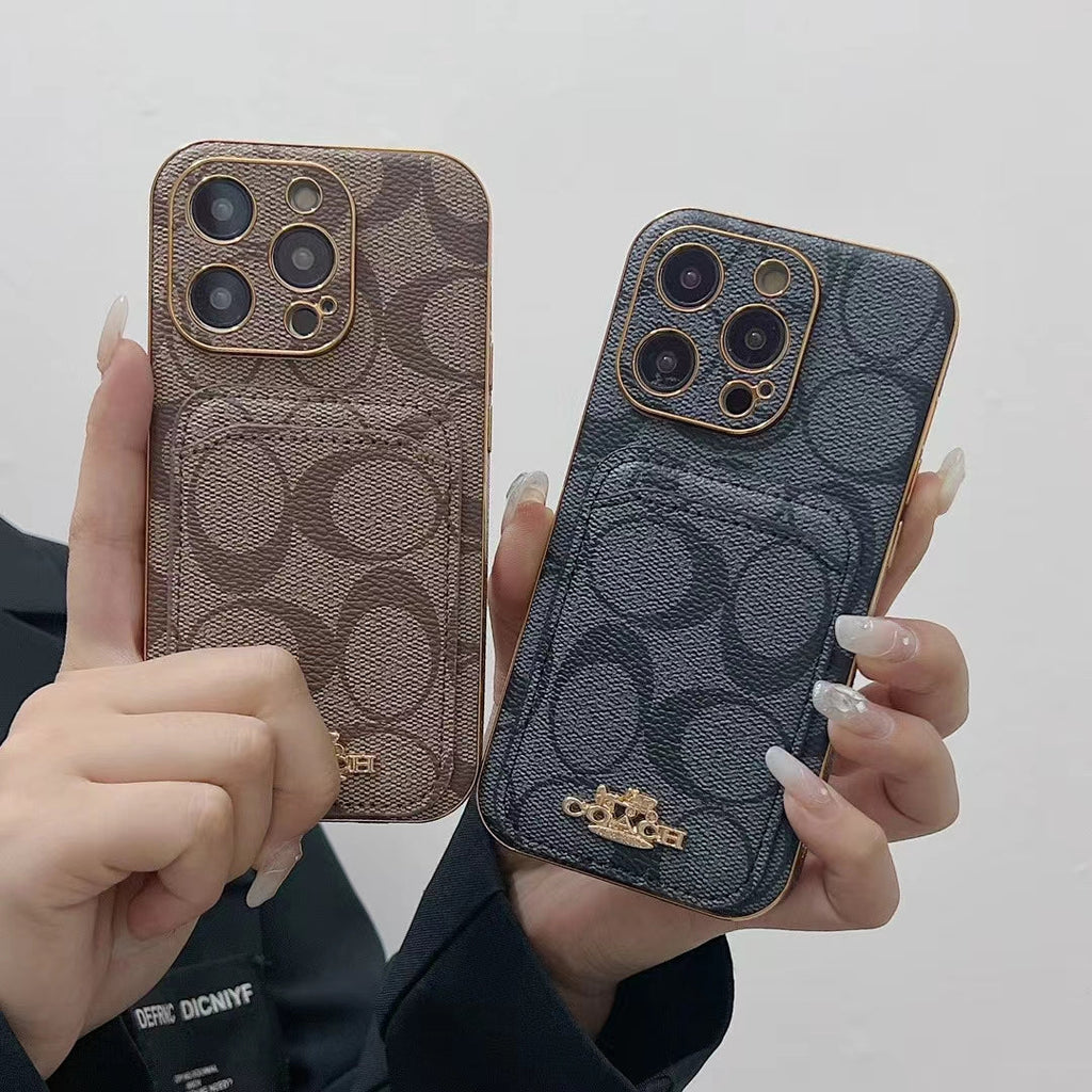 Luxury Coach Phone Case Card Slot For Iphone 11 12 13 14 15 16 Pro Max Plus
