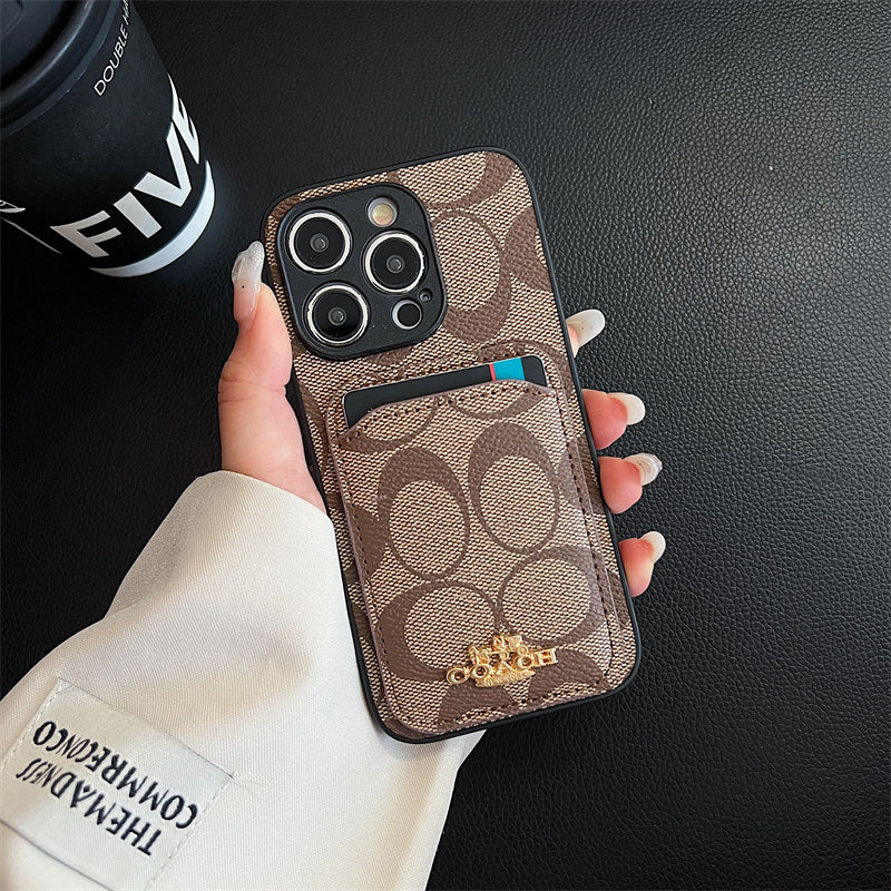 Luxury Coach Phone Case Card Slot For Iphone 11 12 13 14 15 16 Pro Max Plus