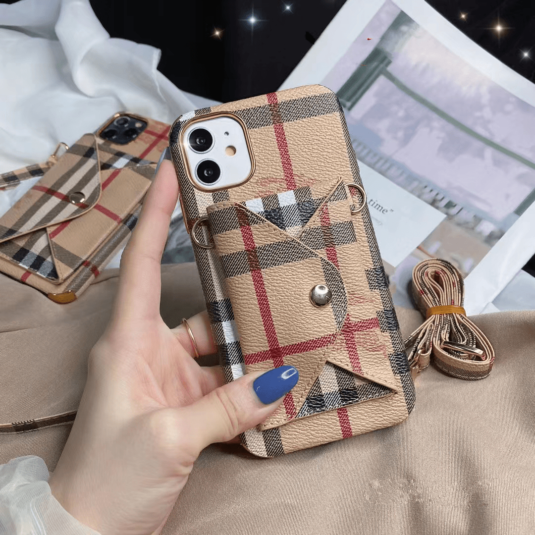 Designer Crossbody Wallet Case For Iphone 11 12 13 14 Pro Max / Bb Leather