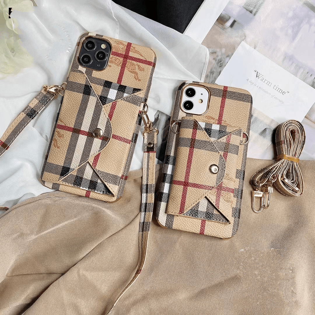 Designer Crossbody Wallet Case For Iphone 11 12 13 14 Pro Max / Bb Leather